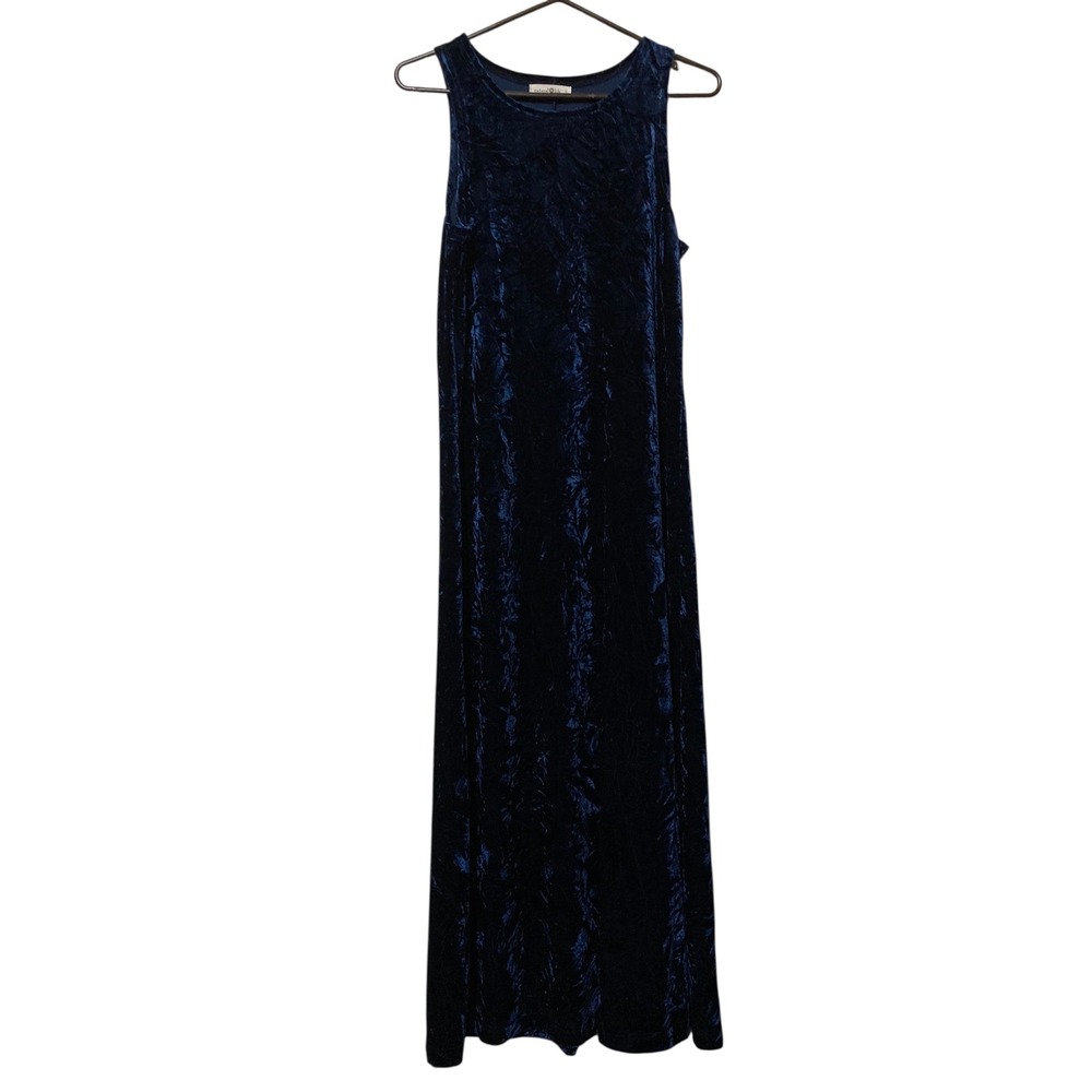 Natural Life Navy Blue Crushed Velvet Sleeveless Maxi Dress Small